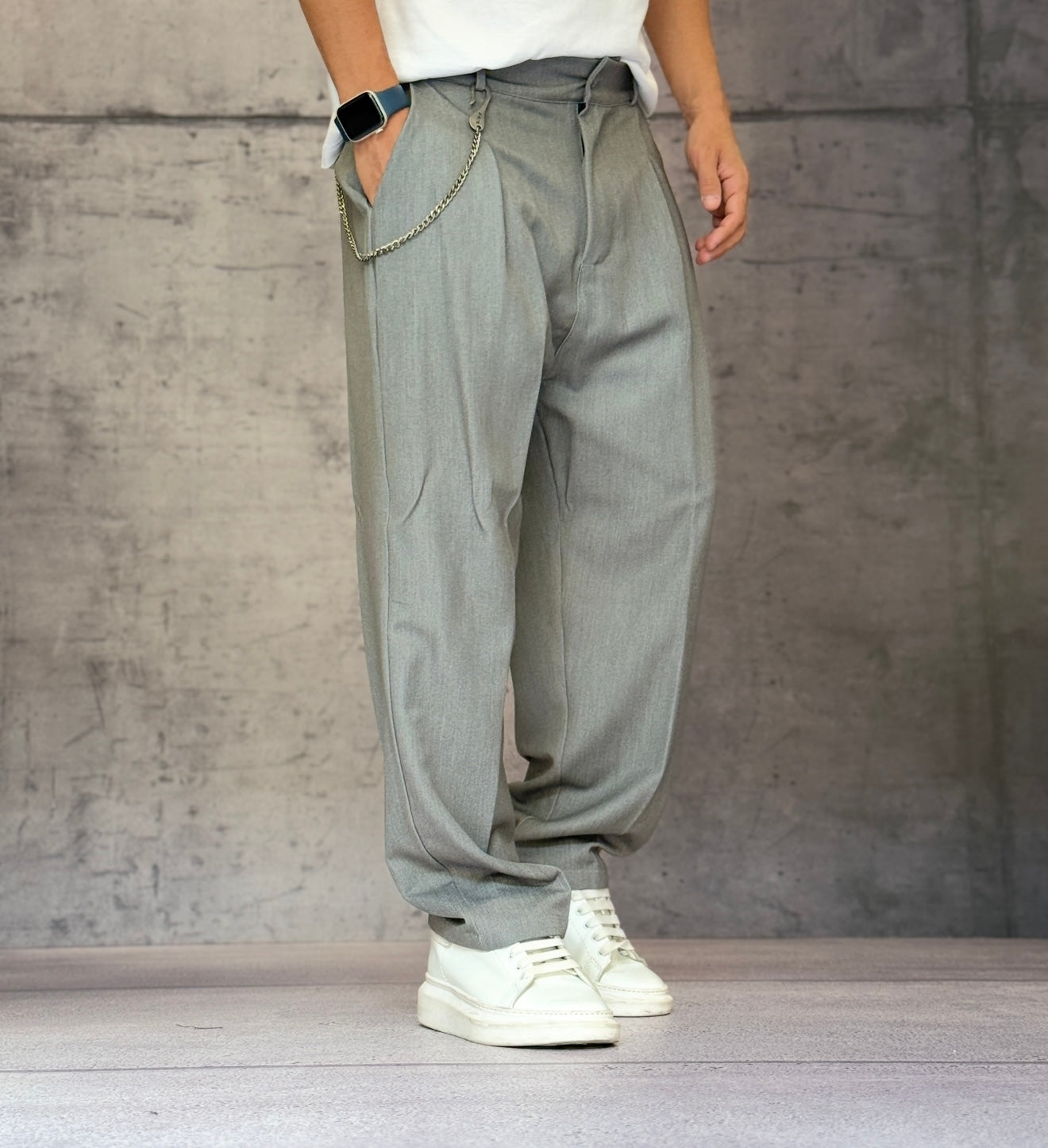PANTALONE CON ELASTICO IN VITA - NEW JOB BRAND - ART. PALACE NO TASCH - COL. GRIGIO MELANGE