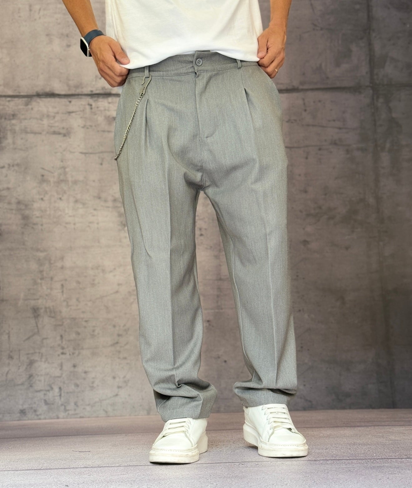PANTALONE CON ELASTICO IN VITA - NEW JOB BRAND - ART. PALACE NO TASCH - COL. GRIGIO MELANGE
