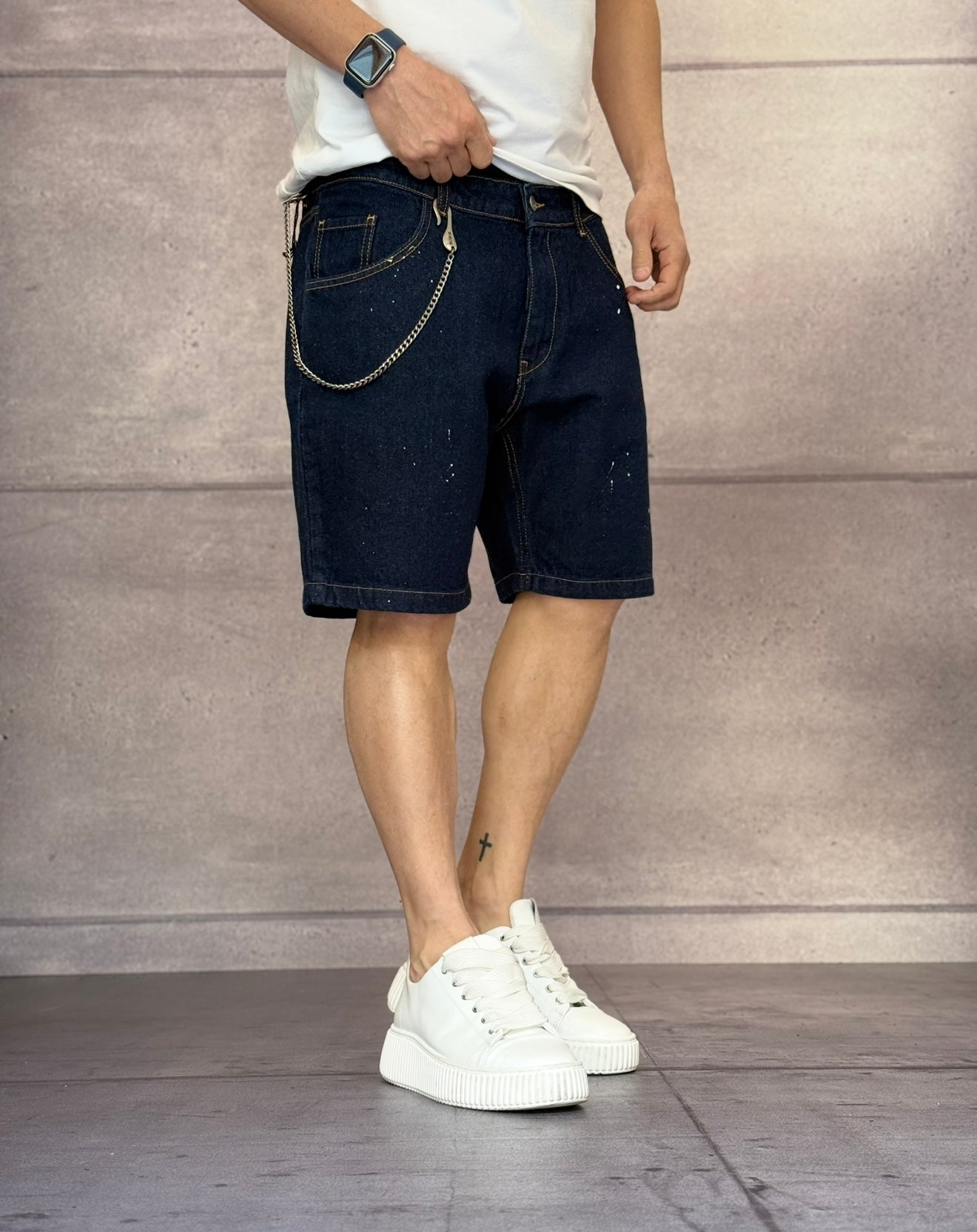 BERMUDA DI JEANS + SCHIZZI - NEW JOB BRAND - ART. PORTO BLUE - COL. DENIM SCURO