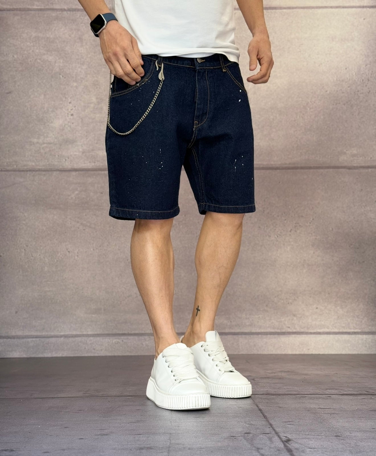BERMUDA DI JEANS + SCHIZZI - NEW JOB BRAND - ART. PORTO BLUE - COL. DENIM SCURO