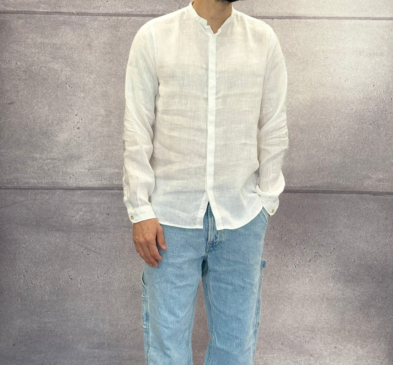 CAMICIA IN LINO COLLO COREANA - BERNA - ART. 243200