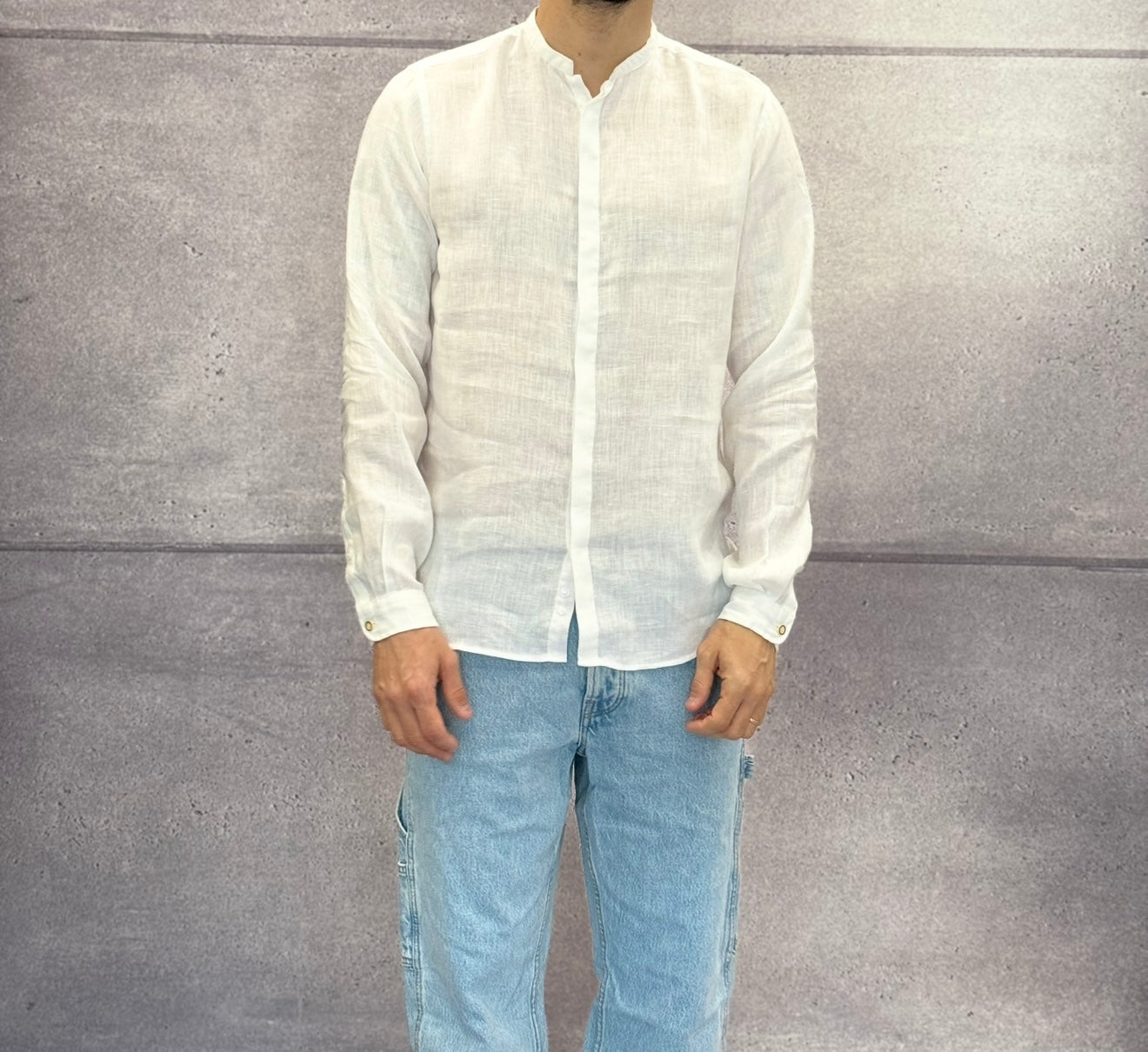 CAMICIA IN LINO COLLO COREANA - BERNA - ART. 243200