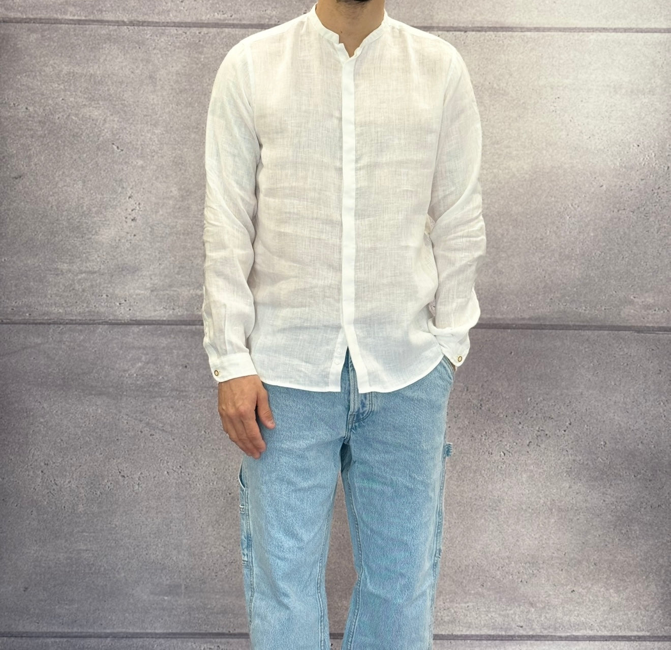 CAMICIA IN LINO COLLO COREANA - BERNA - ART. 243200