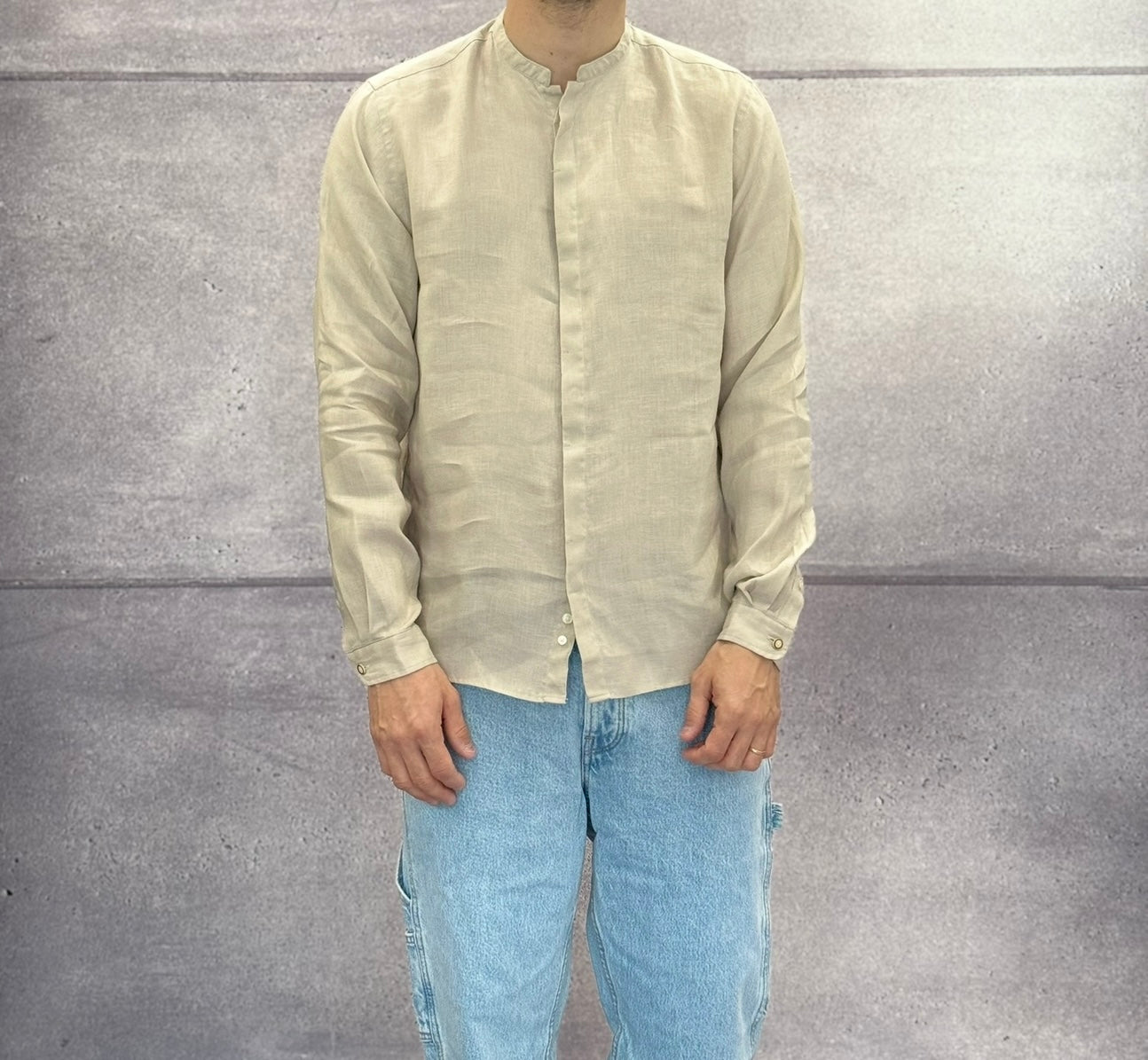 CAMICIA IN LINO COLLO COREANA - BERNA - ART. 243200