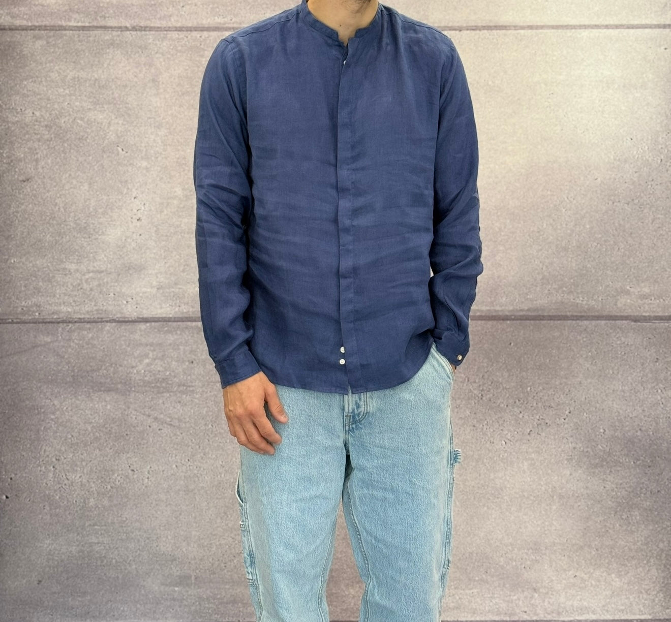 CAMICIA IN LINO COLLO COREANA - BERNA - ART. 243200