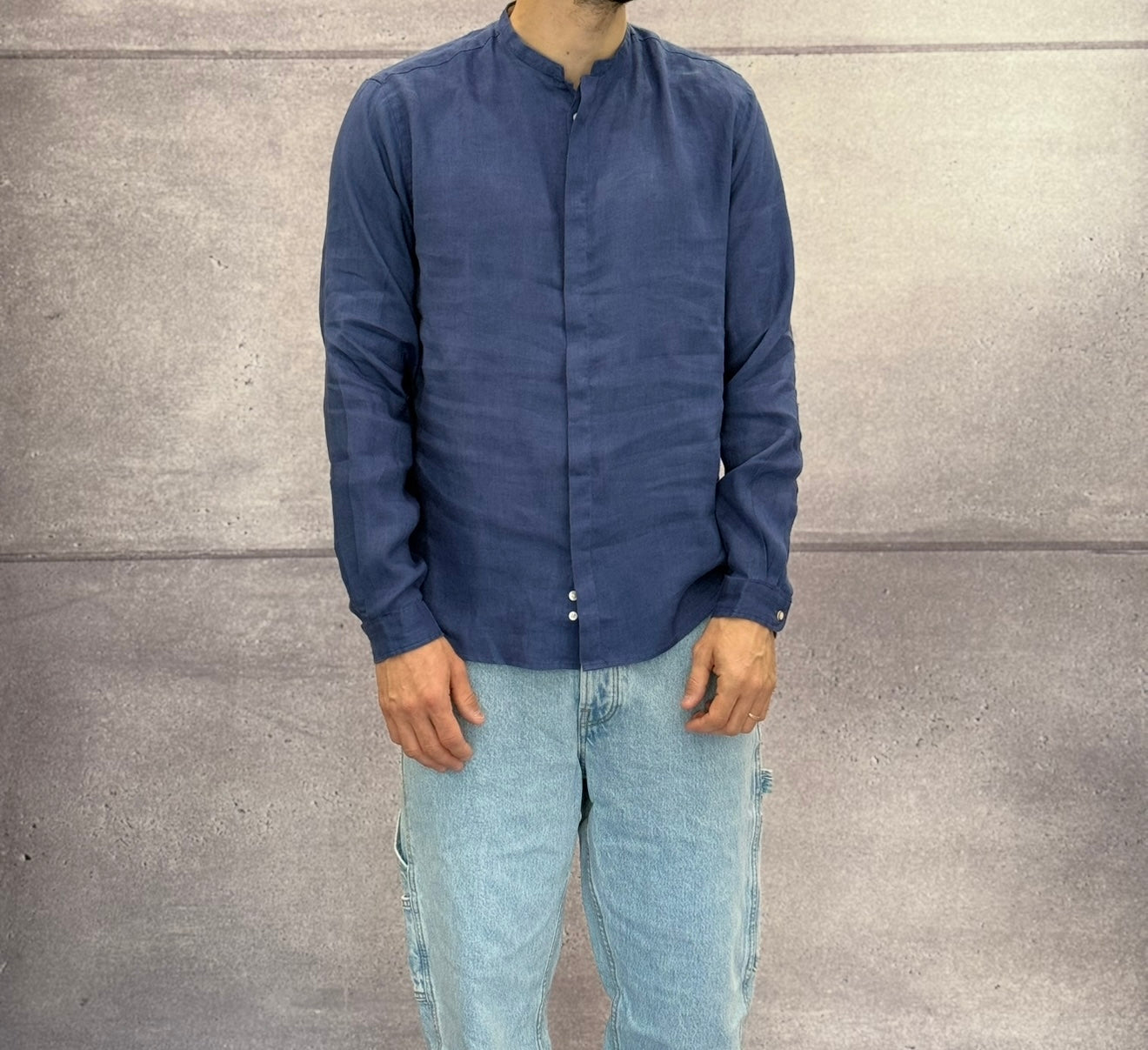 CAMICIA IN LINO COLLO COREANA - BERNA - ART. 243200