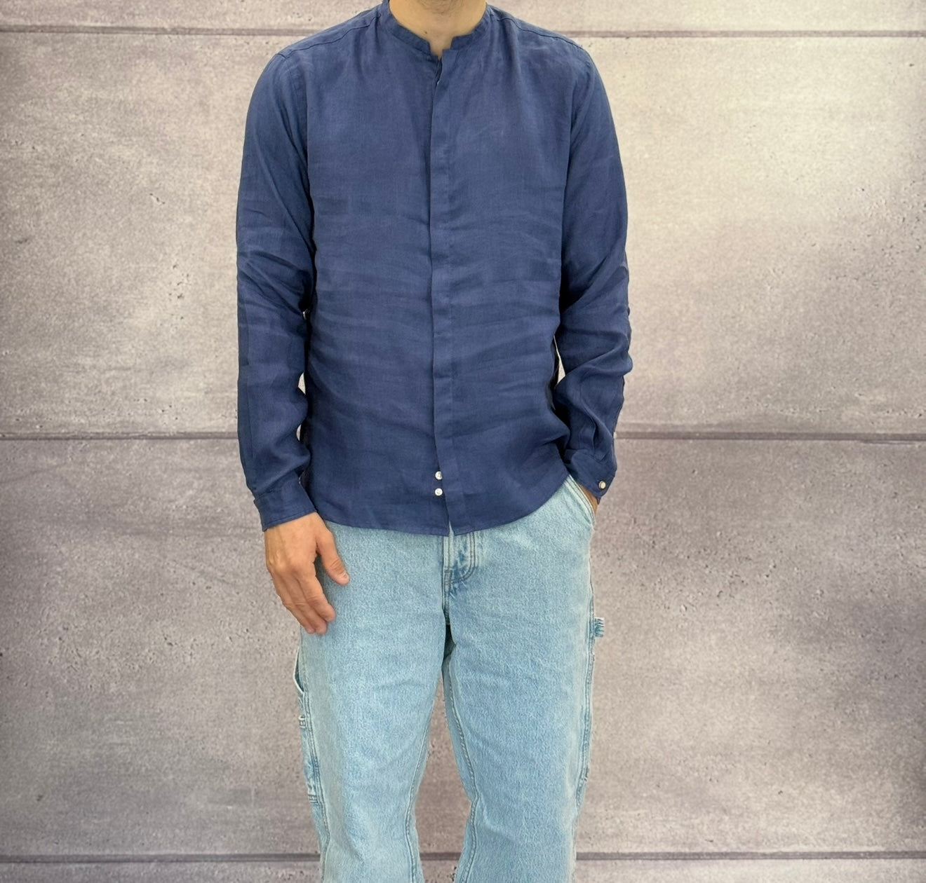 CAMICIA IN LINO COLLO COREANA - BERNA - ART. 243200
