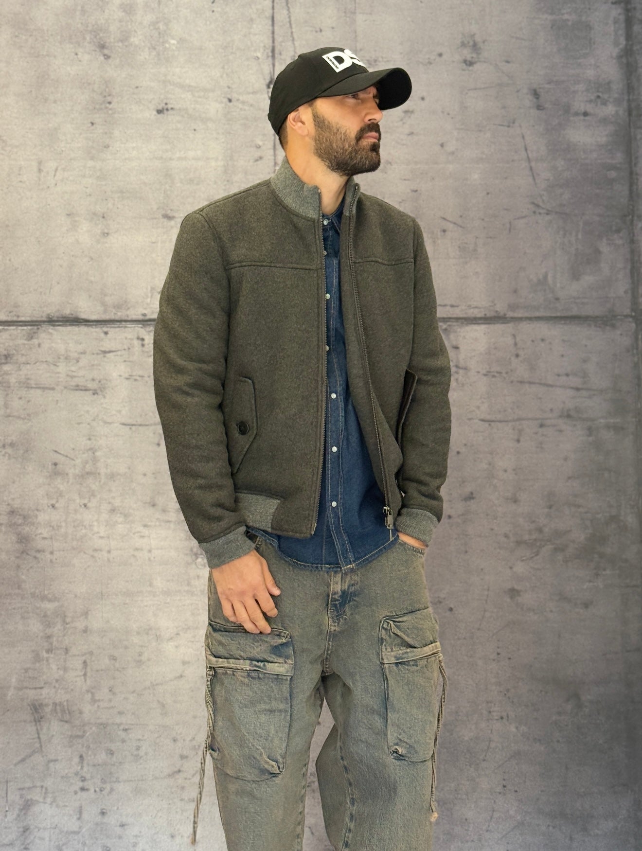 GIUBBINO BOMBER IN PANNO CON FODERA TEDDY - BERNA - ART. 25209430 - COL. GRIGIO SCURO