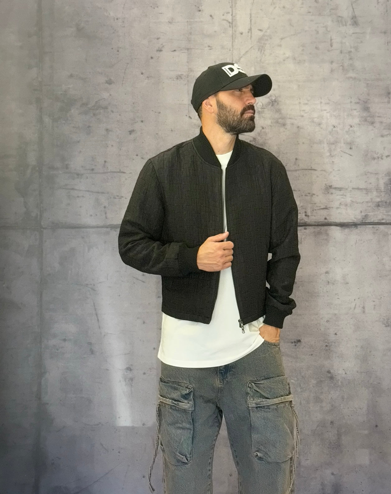 GIUBBINO BOMBER GOFFRATO - BERNA - ART. 2522441 - COL. NERO