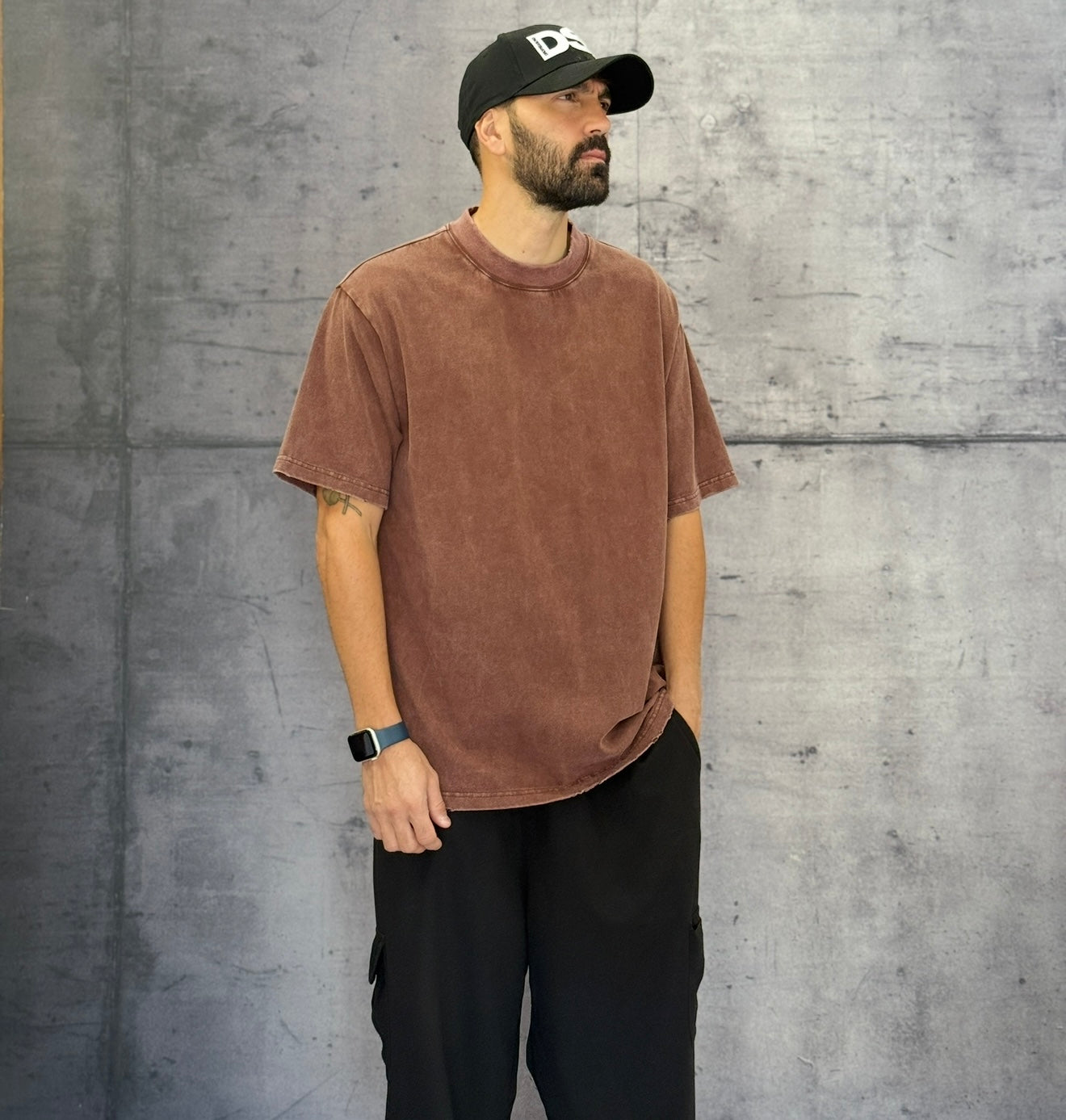 T-SHIRT STONE WASHED - BERNA - ART. 25225936 - COL. BORDEAUX