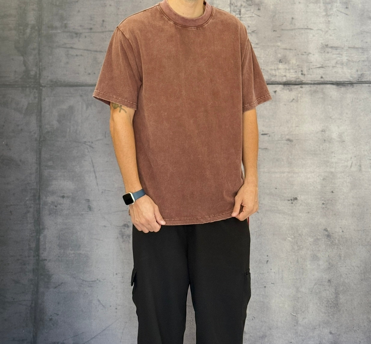 T-SHIRT STONE WASHED - BERNA - ART. 25225936 - COL. BORDEAUX