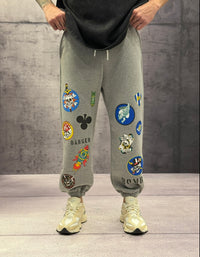 PANTALONE IN  FELPA TUTA POLICOTONE GARZATA STAMPE - BERNA - ART. 25202521 - COL. GRIGIO MELANGE