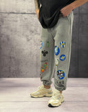 PANTALONE IN  FELPA TUTA POLICOTONE GARZATA STAMPE - BERNA - ART. 25202521 - COL. GRIGIO MELANGE