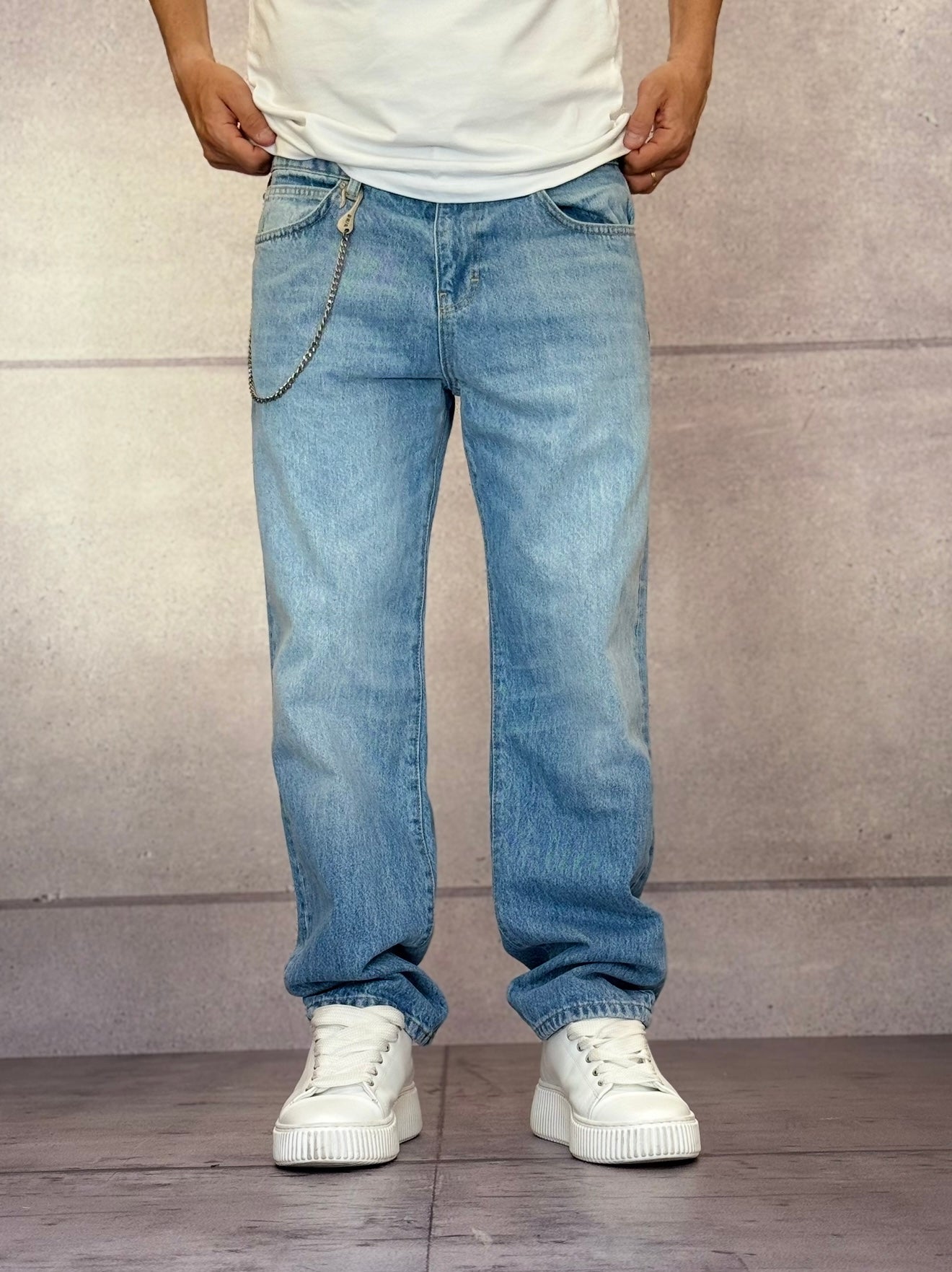 JEANS A GAMBA LARGA CON VITA MEDIA - IMPERIAL - ART. P860111006 - COL . DENIM