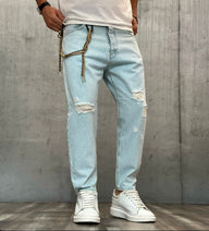 JEANS HAMEN - ART. LADY  CARROT STRAPPI  - COL . DENIM CHIARO