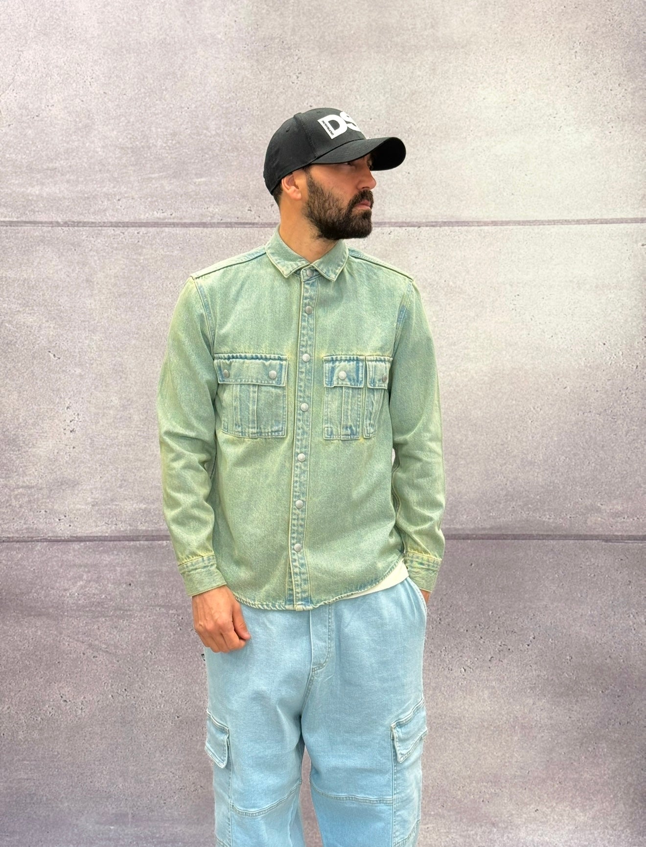 GIACCA OVERSHIRT SPORCATA - BERNA - ART. 25123430 - COL. DENIM