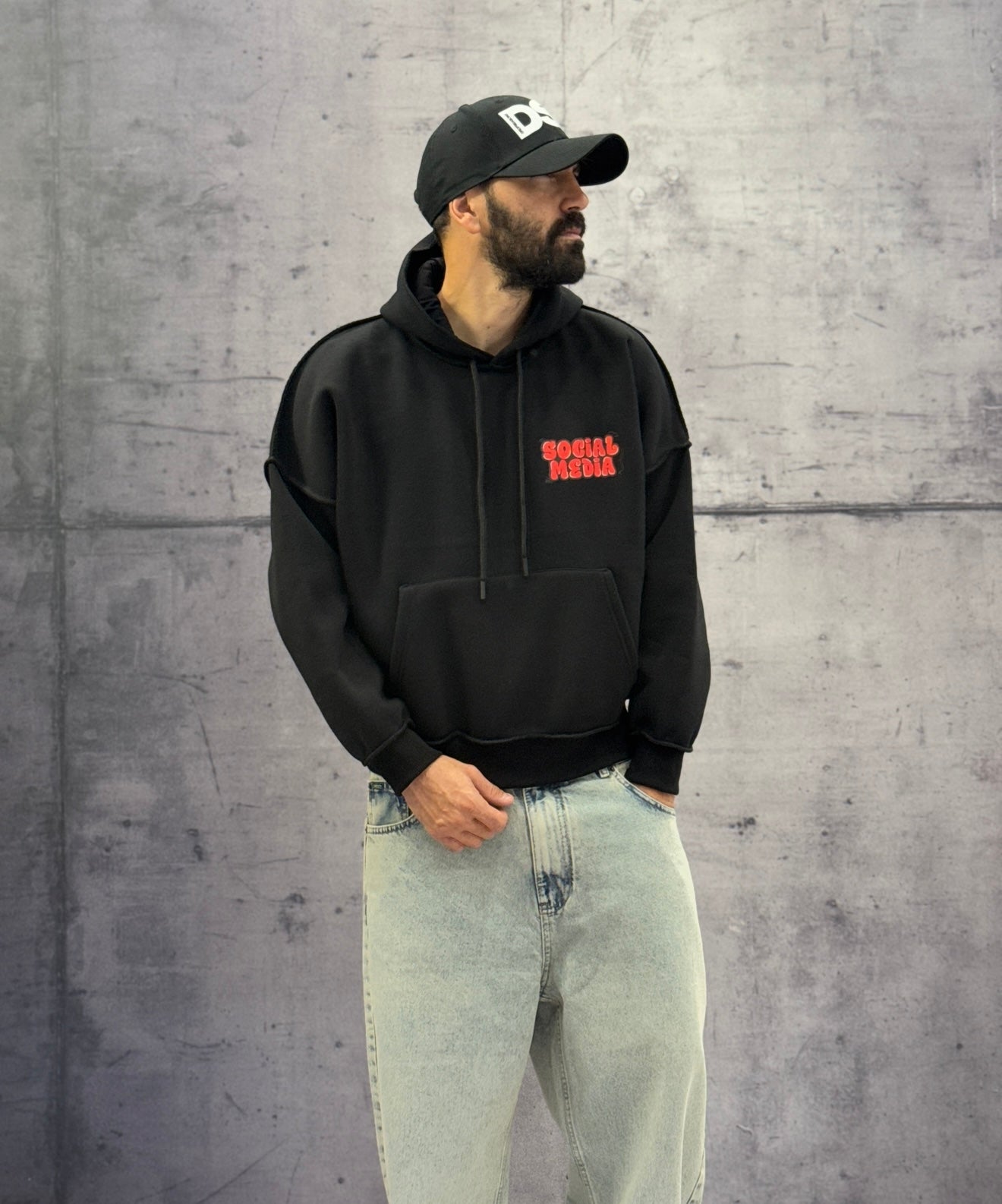 FELPA CON CAPPUCCIO SOCIAL MEDIA - BERNA - ART. 2523122 - BIANCO