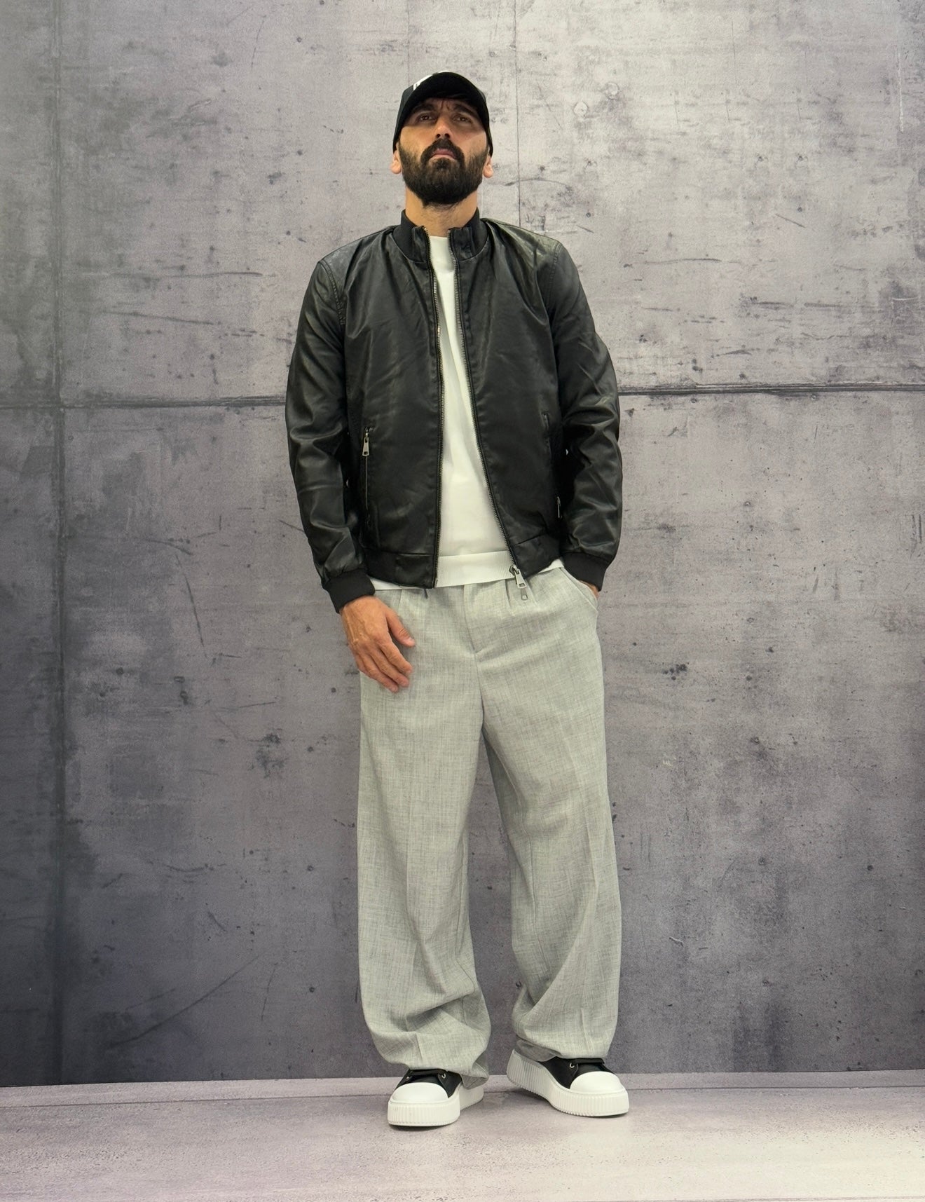 GIUBBINO EFFETTO PELLE  - HAMEN - ART. XF3042 - COL. NERO