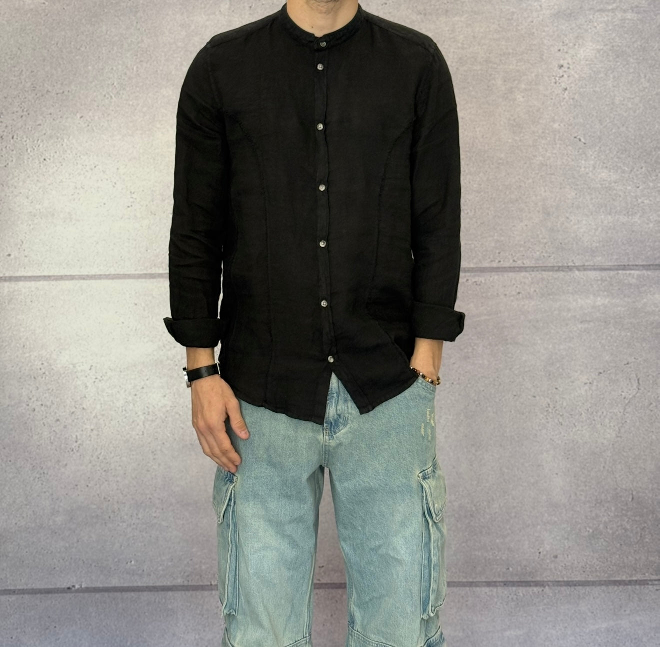 CAMICIA COREANA IN LINO - BERNA - *ART. 240424
