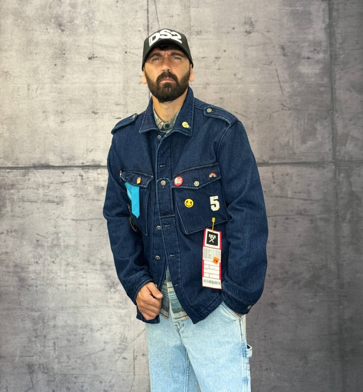 GIUBBINO DI JEANS OVERSHIRT + TEDDY CON SPILLE - BERNA - ART. 25227230 - BLU DENIM