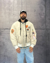 GIUBBINO BOMBER PATCH CON CAPPUCCIO RIMOVIBILE - BERNA - ART. 252282