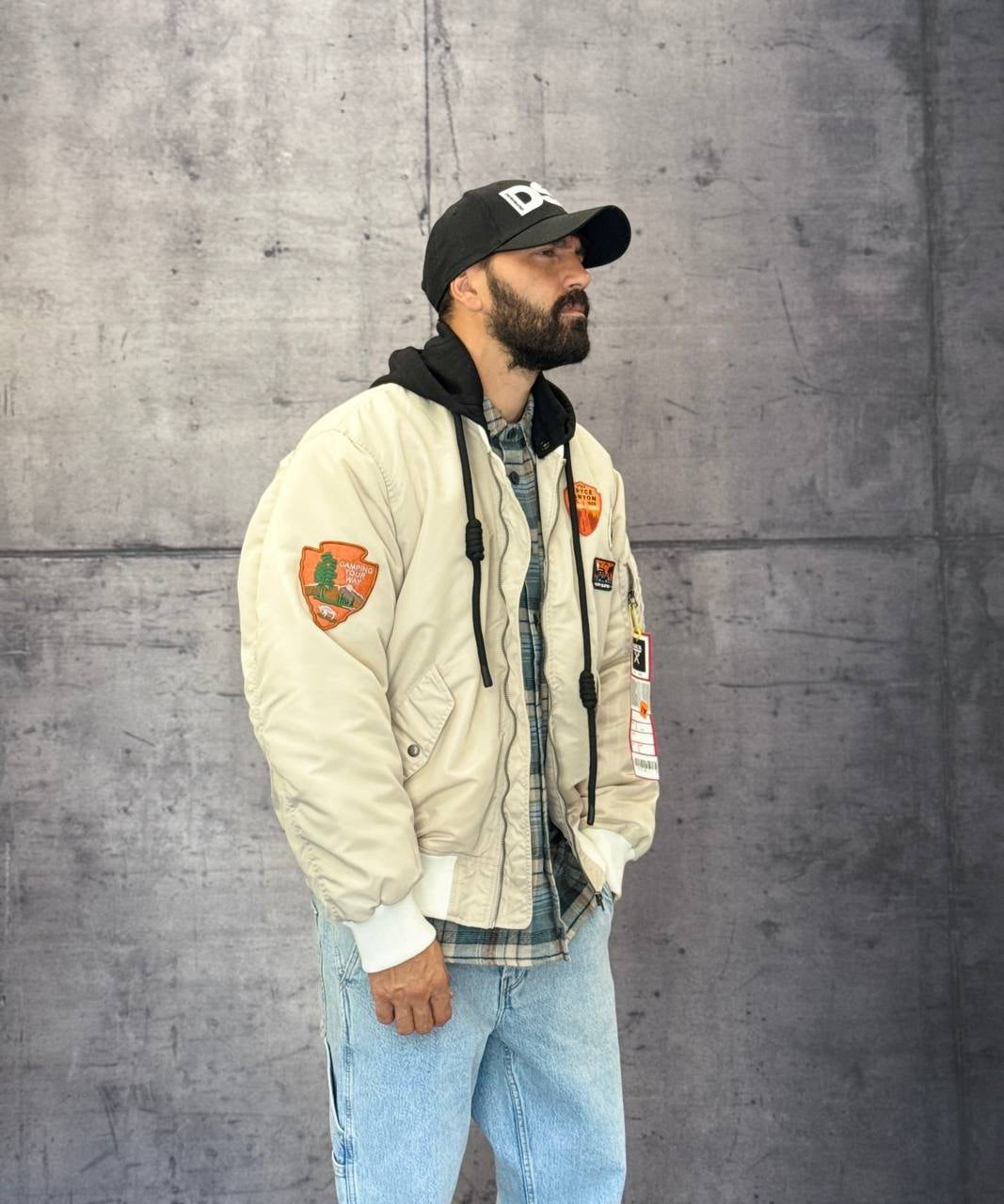 GIUBBINO BOMBER PATCH CON CAPPUCCIO RIMOVIBILE - BERNA - ART. 252282