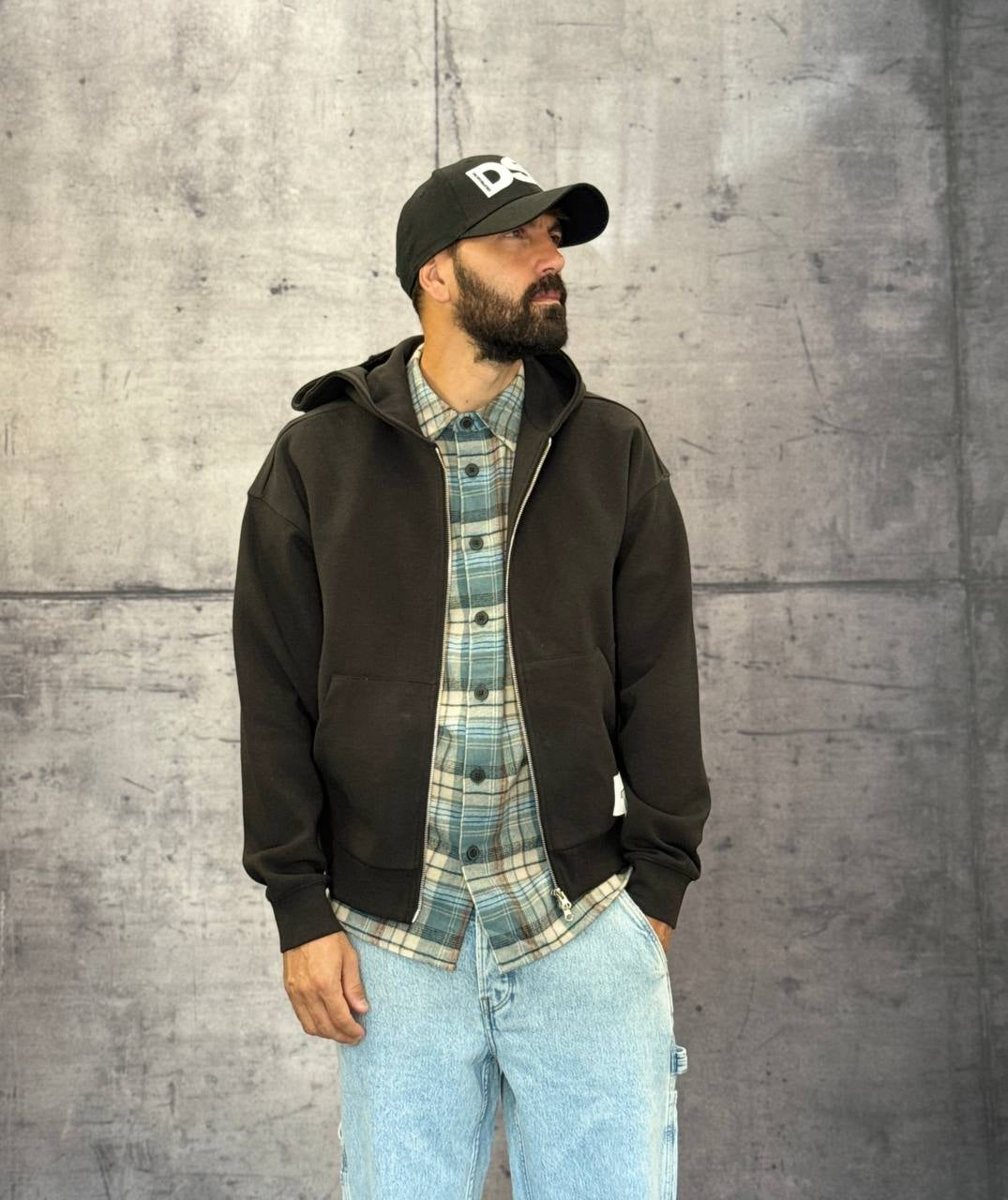FELPA BOXY FIT CON CAPPUCCIO + ZIP - ONLY&SONS - ART. 22035193 - COL BLACK