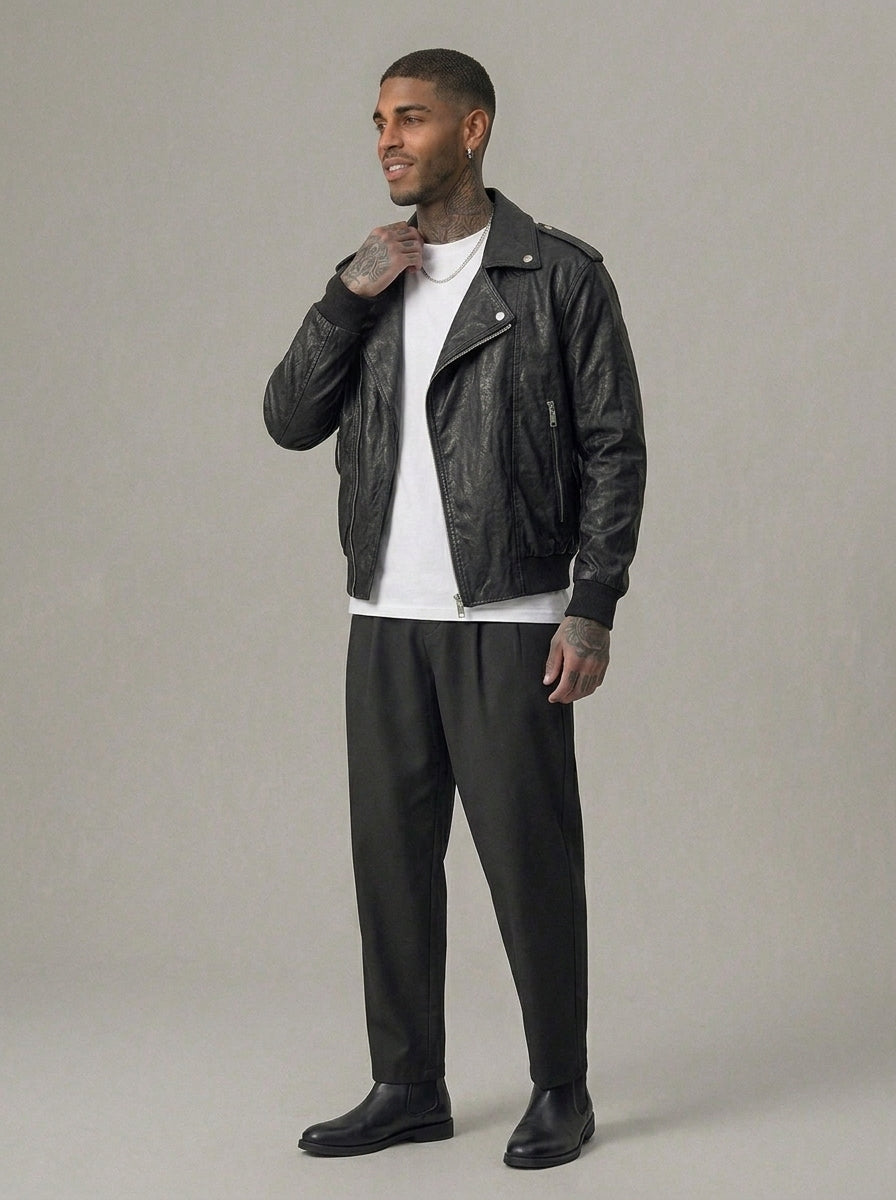 GIUBBINO BERNA CHIODO BOMBER OVER ECOPELE NERO ART 251094 1