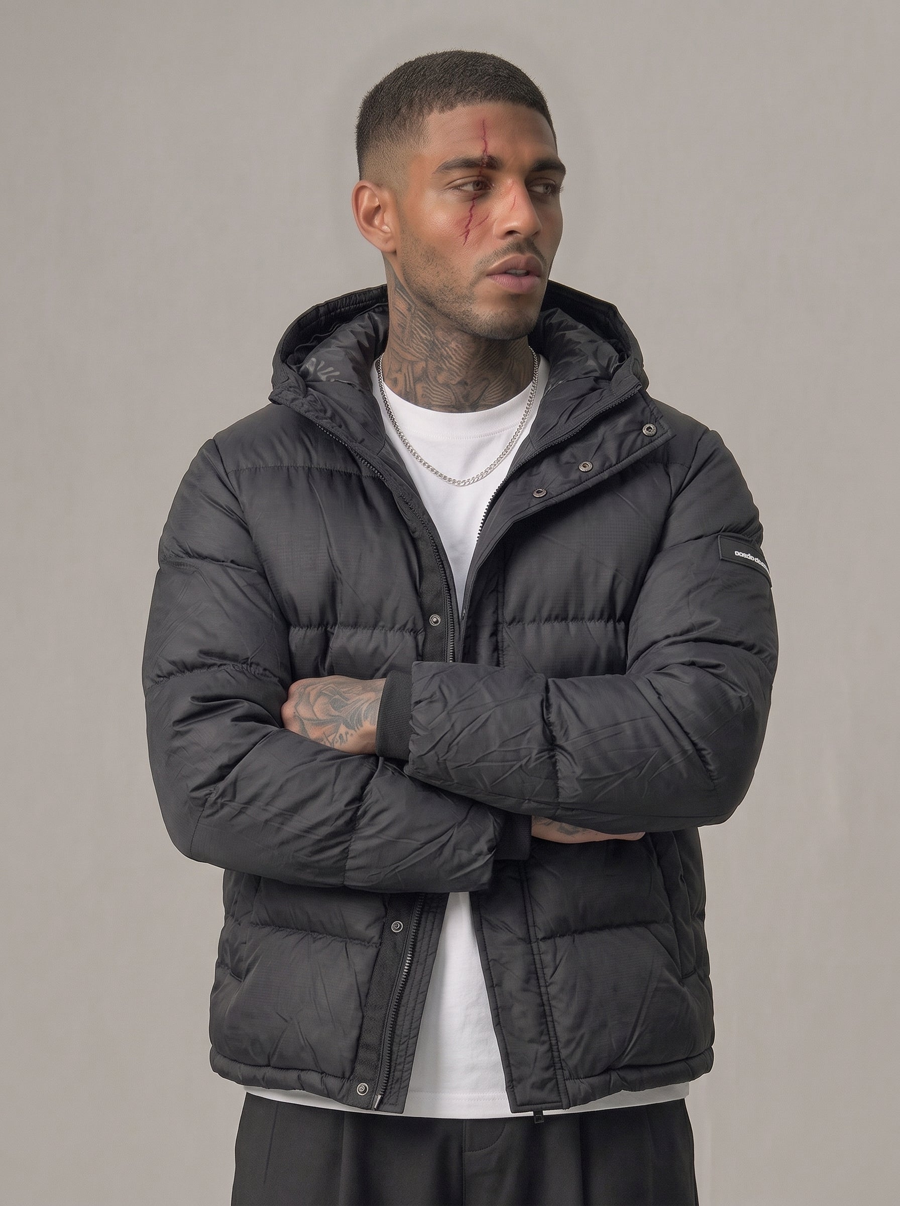 GIUBBINO  NEW JOB BRAND BOMBER CON CAPPUCCIO NERO ART NJC01