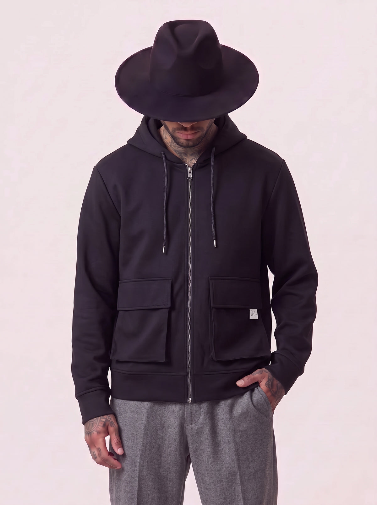 FELPA BL11 CAPPUCCIO ZIP NERO ART BL43FI4400001
