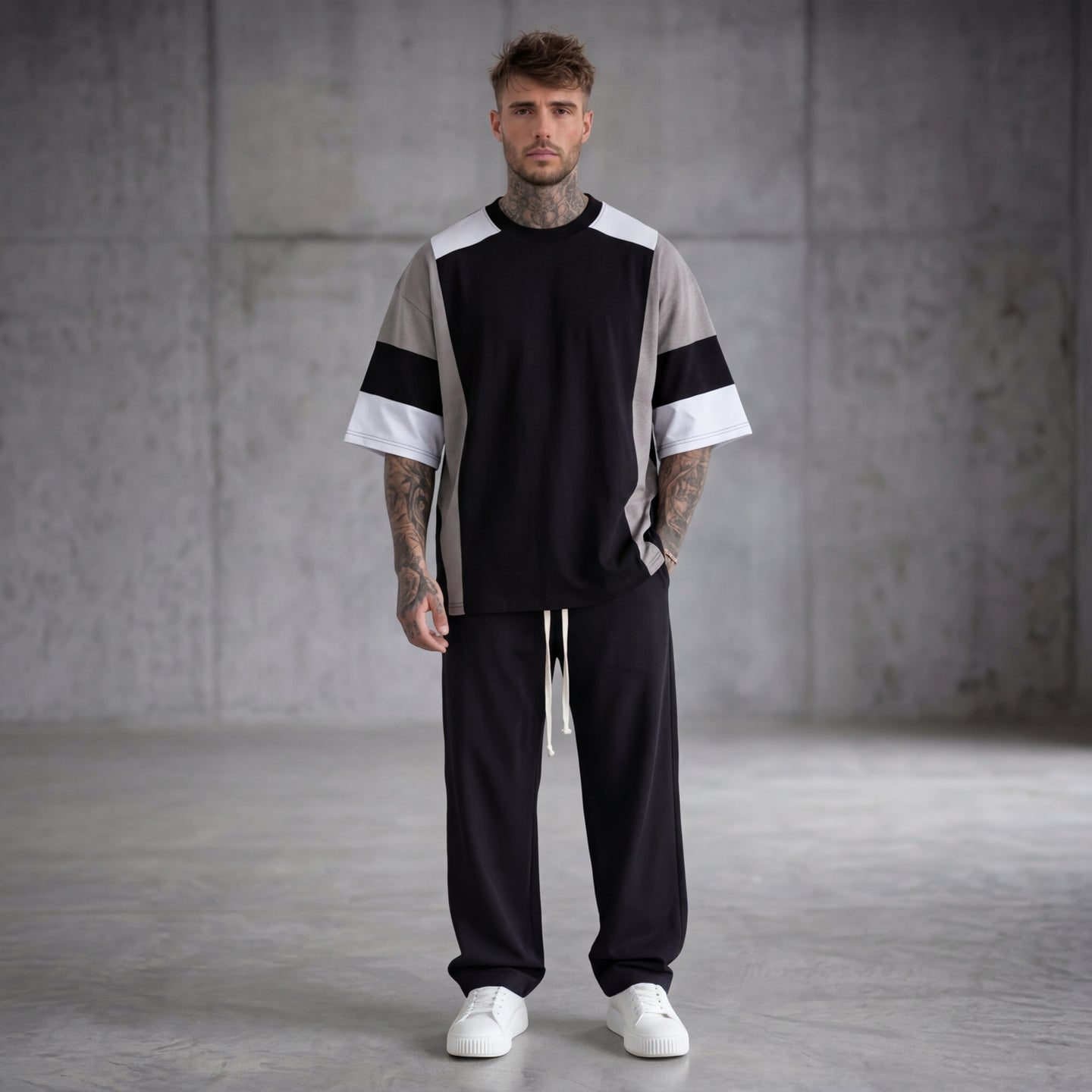 T-SHIRT OVER BANDE NERO - NEW JOB BRAND - ART. 905
