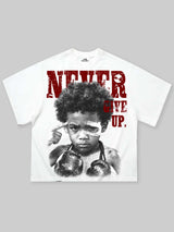 T-SHIRT NOISSEY WHITE BOXYFIT OVERSIZE ART NEVER GIVE UP