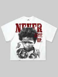T-SHIRT NOISSEY WHITE BOXYFIT OVERSIZE ART NEVER GIVE UP