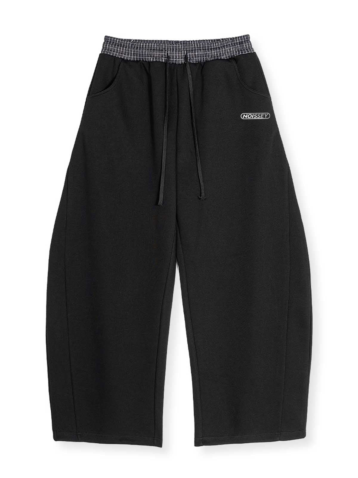 PANTALONI DI TUTA CON ELASTCO IN VITA A QUADRI E GAMBA CURVA STREETWEAR