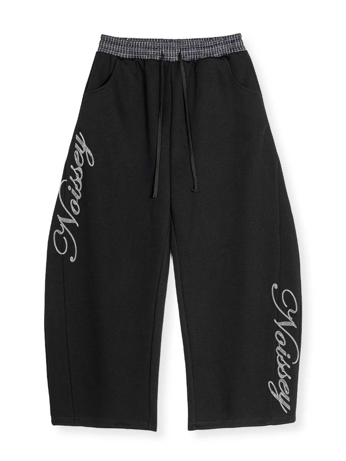 PANTALONI DI TUTA CON ELASTCO QUADRI  IN VITA STAMPA BRILLANTINTA