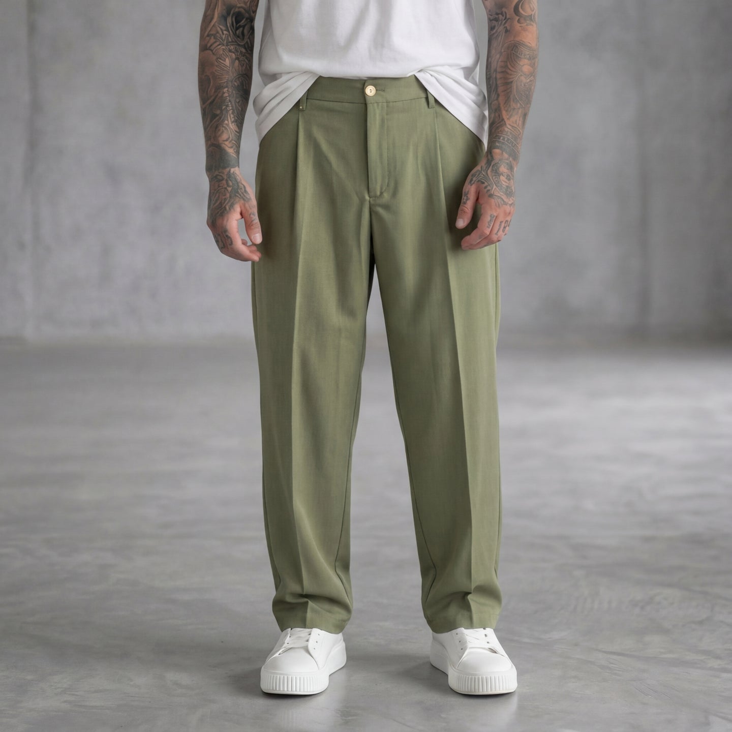 PANTALONE BAGGY FIT CON FIBBIE SALVIA - BERNA - ART 261364 - 102