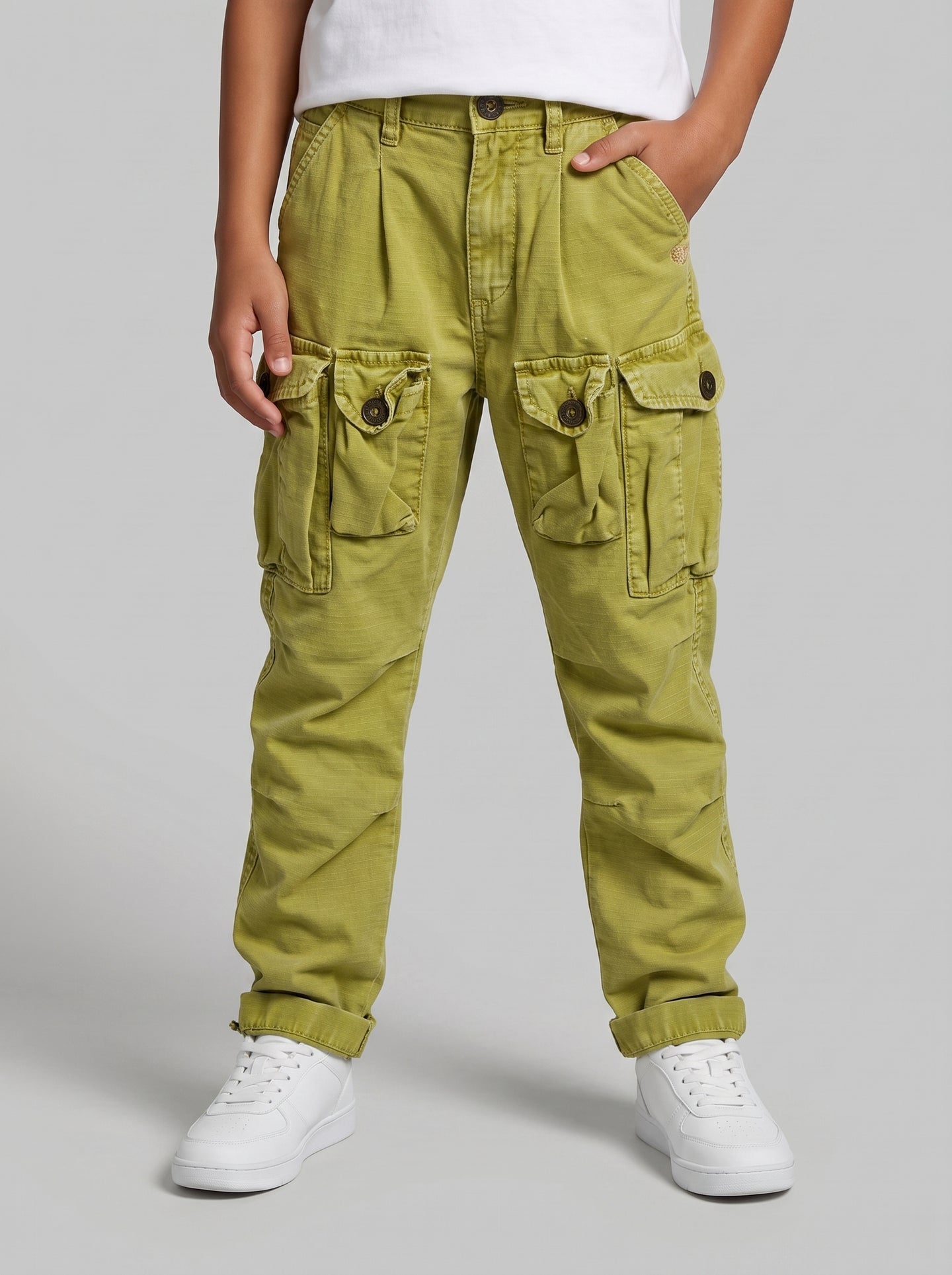 PANTALONE BERNA KIDS CARGO BAMBINO VERDE ACIDO ART  23070 174
