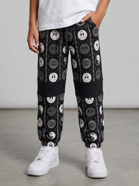 PANTALONE TUTA BERNA KIDS BAMBINO NERO YIN YANG ART K 241024