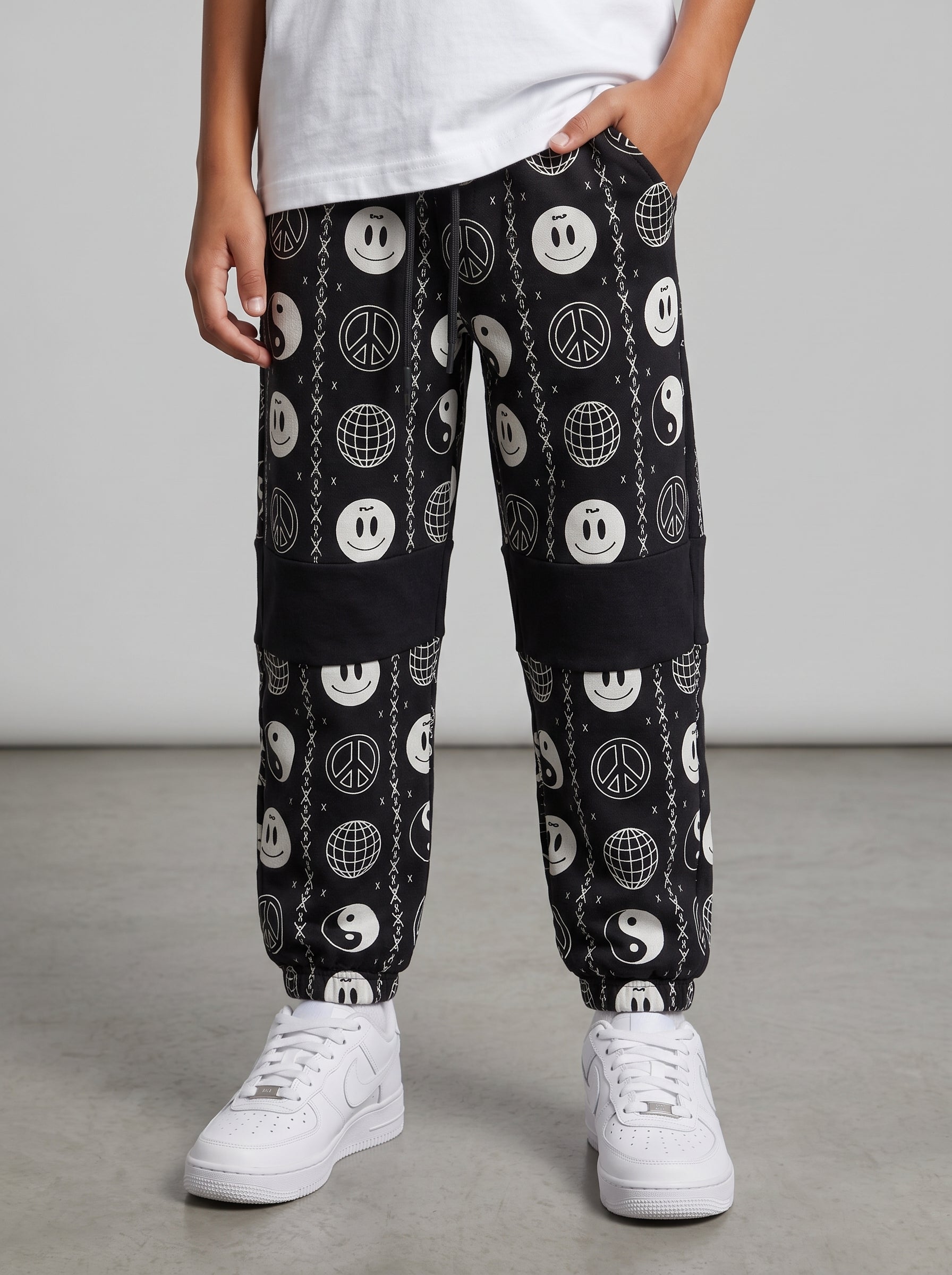 PANTALONE TUTA BERNA KIDS BAMBINO NERO YIN YANG ART K 241024
