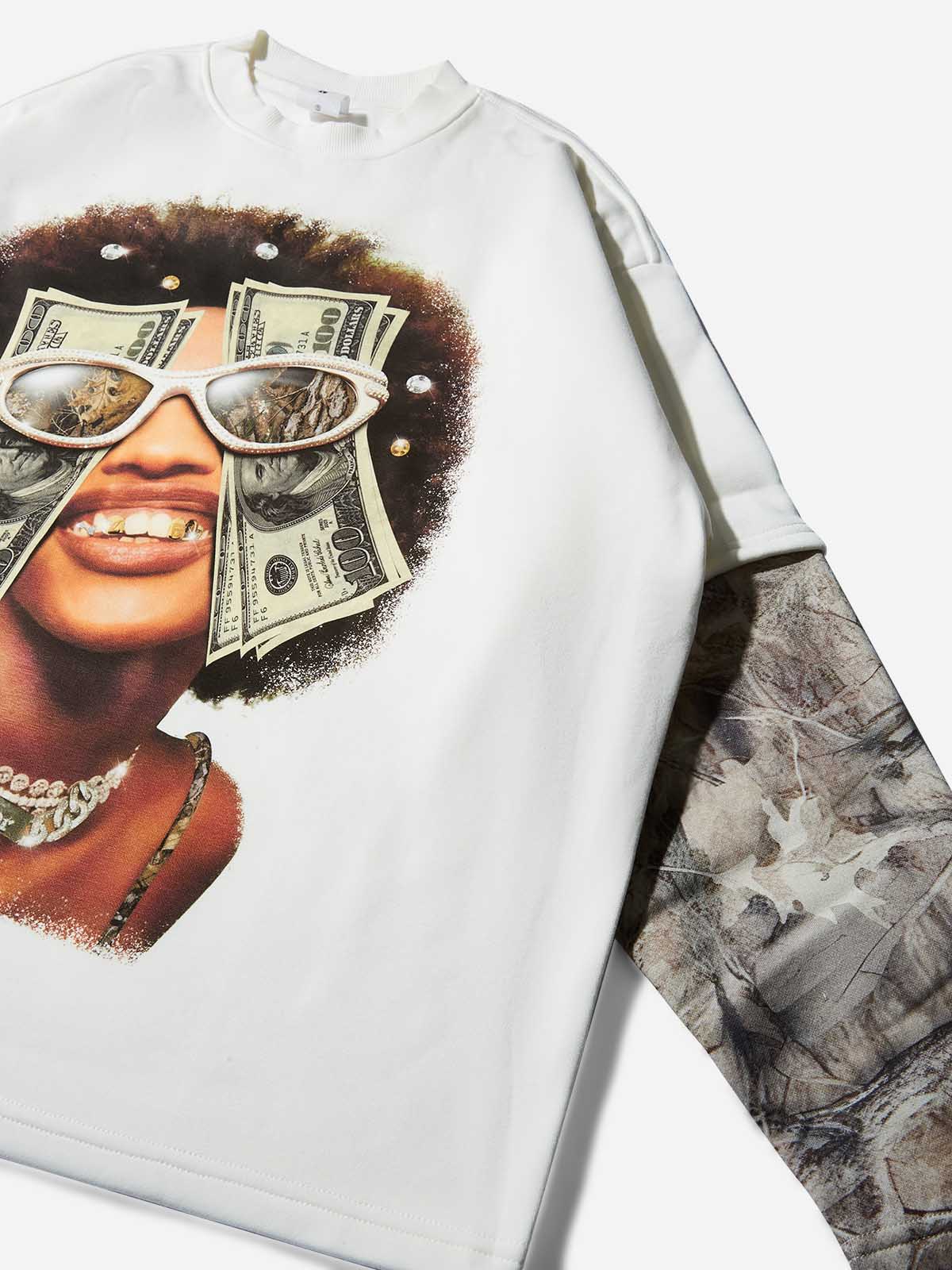 T-SHIRT NOISSEY LONG SLEEVE STAMPA DOLLARI MIMETICA