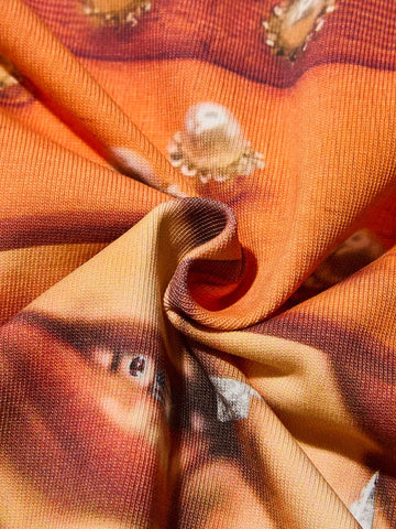 T-SHIRT BOXY  OVERSIZE "Bad Boy" Orange Pearl Hat    - NOISSEY