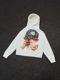 FELPA CON CAPPUCCIO  BIANCO STAMPA BAD BOY  - NOISSEY
