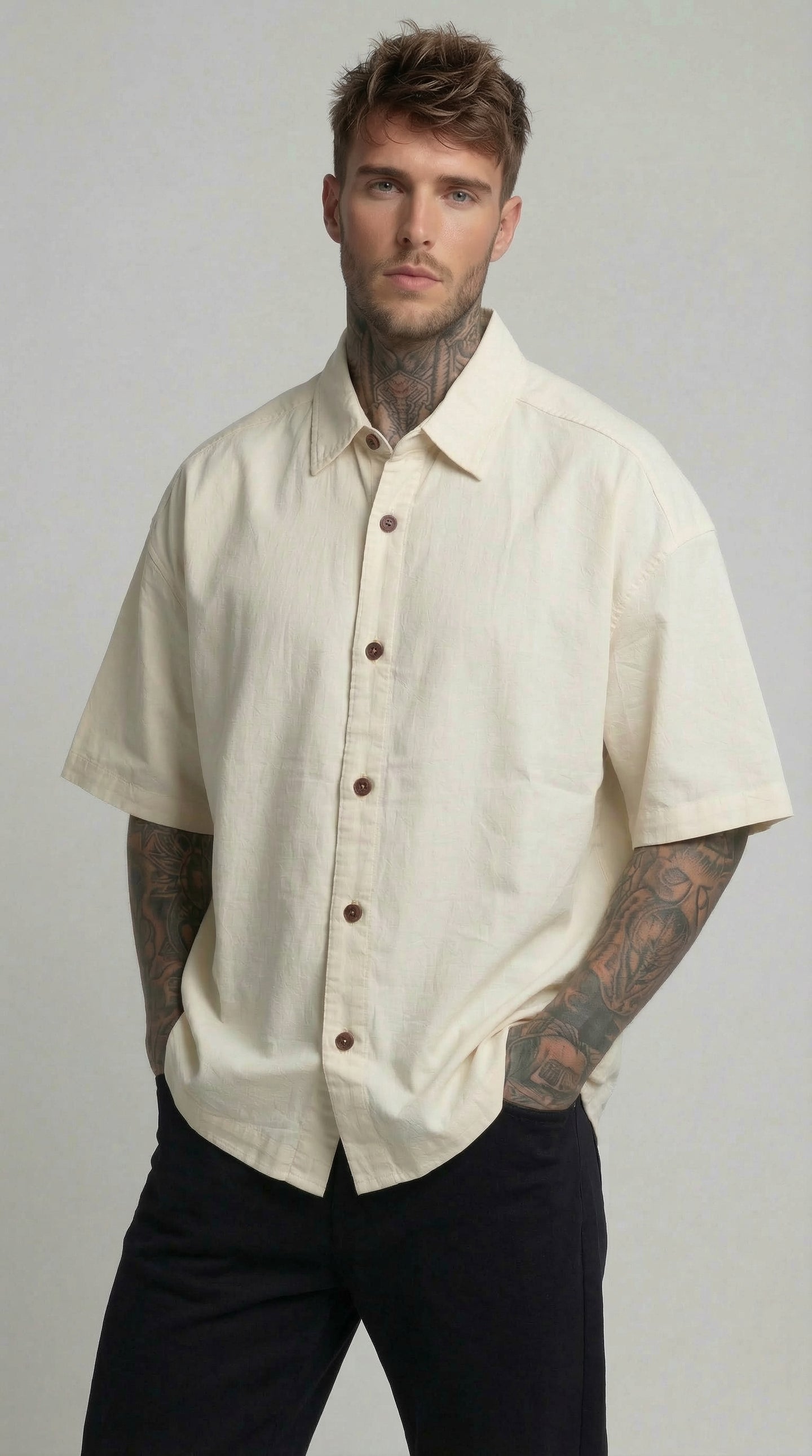 CAMICIA MEZZA MANICA PIU' COLORI  MISTO LINO - BERNA - ART. 261280