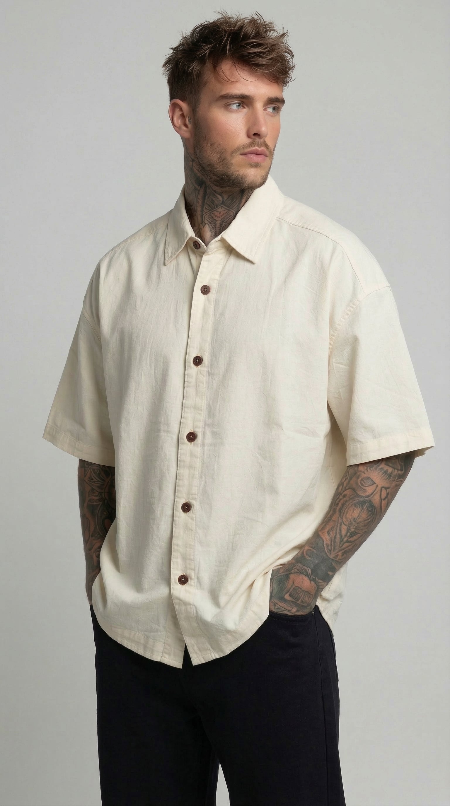 CAMICIA MEZZA MANICA PIU' COLORI  MISTO LINO - BERNA - ART. 261280
