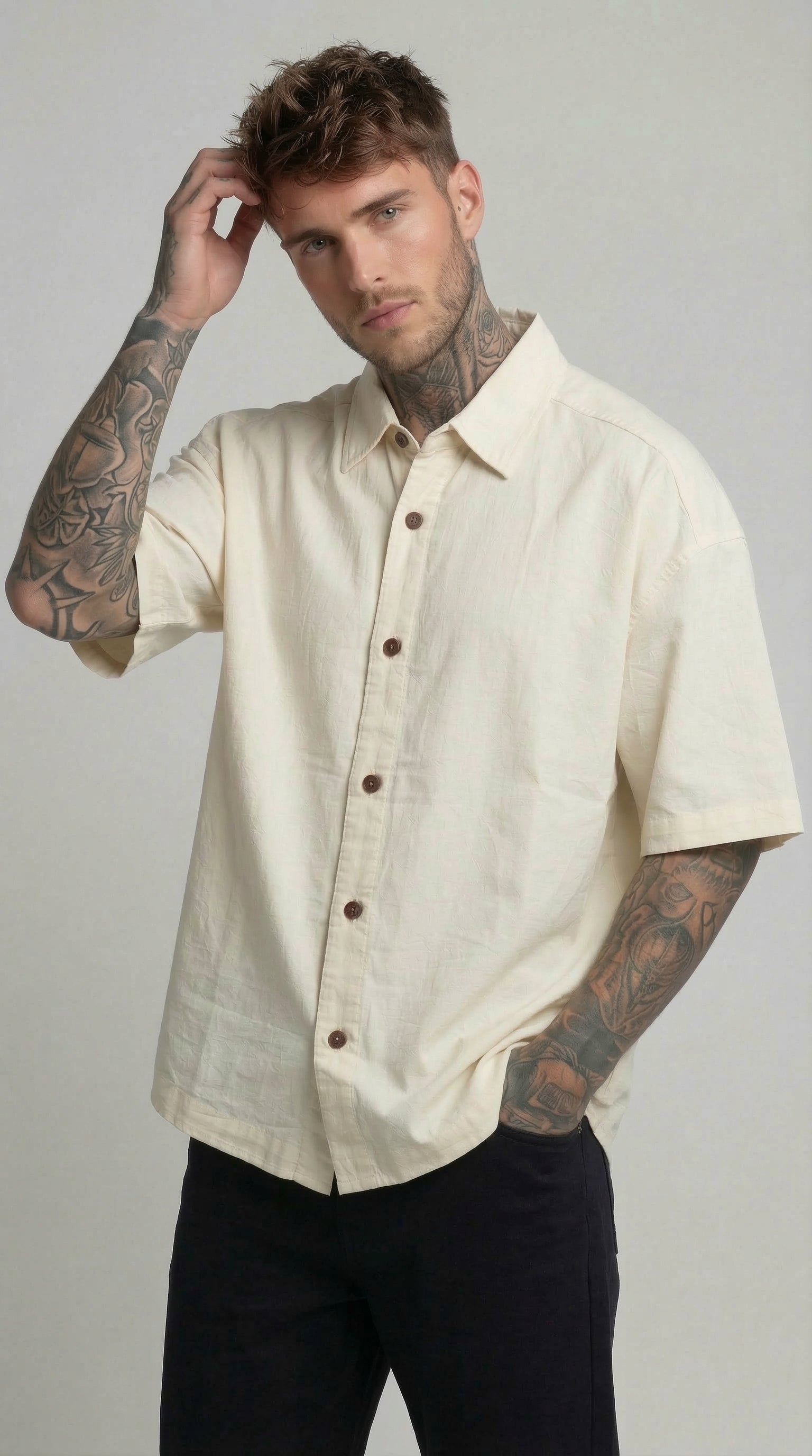 CAMICIA MEZZA MANICA PIU' COLORI  MISTO LINO - BERNA - ART. 261280