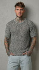 T-SHIRT GIROCOLLO TRAFORATO NERO  - BERNA - ART. 261020 -1