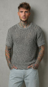 T-SHIRT GIROCOLLO TRAFORATO NERO  - BERNA - ART. 261020 -1