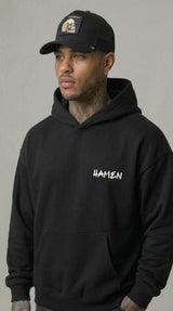 FELPA UOMO  BOXY CON CAPPUCCIO BASICA LOGO - HAMEN - ART. LOGO.H
