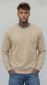 FELPA GIROCOLLO GRIGIO SABBIA CON LOGO TONO SU TONO   - DS2 - ART. SS26228