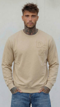 FELPA GIROCOLLO GRIGIO SABBIA CON LOGO TONO SU TONO   - DS2 - ART. SS26228